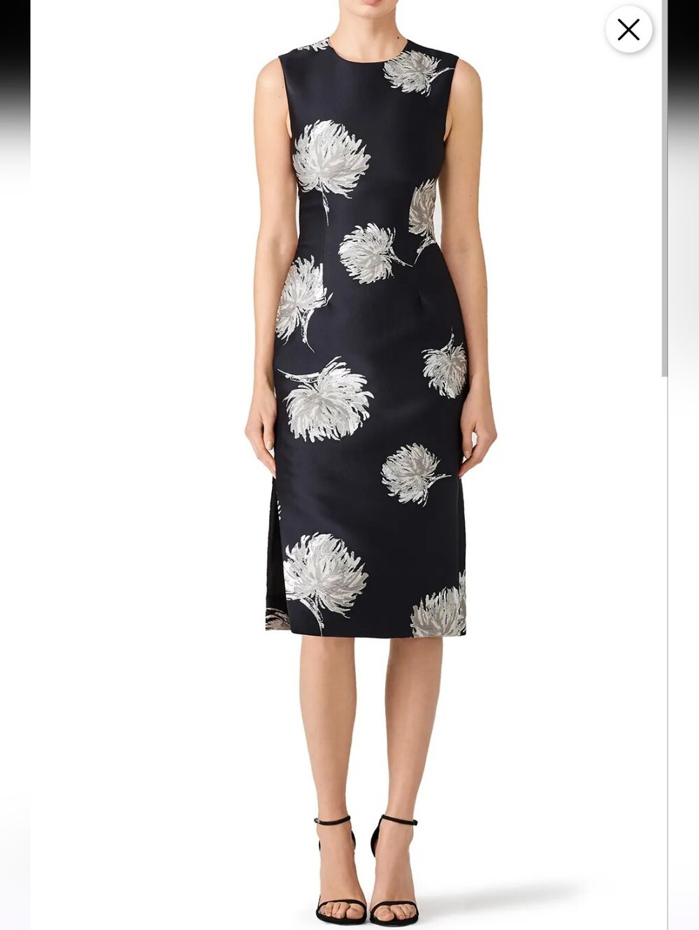 Prabal Gurung Lustrous Navy Silk Jacquard Sheath Dress Size 4